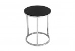 NOELLE - Ø40CM SVART/SILVER SIDOBORD TEMPERERAT GLAS