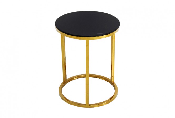 NOELLE - Ø40CM GULD/SVART SIDOBORD TEMPERERAT GLAS