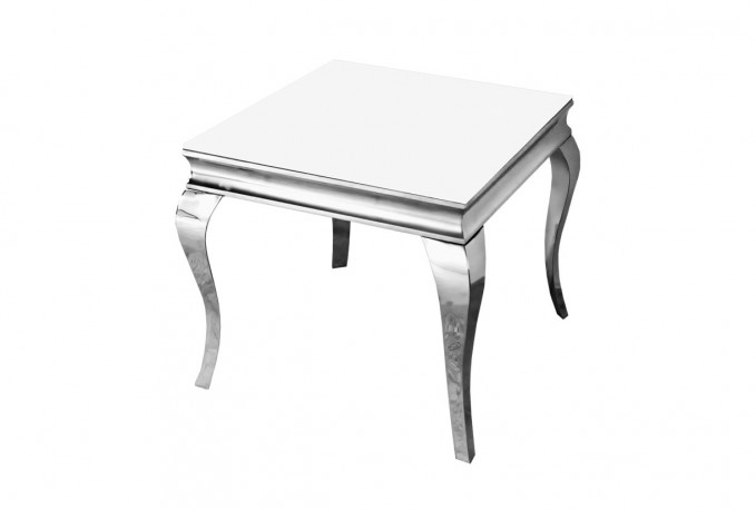 LUIS - 60X50CM SOFFBORD I SILVER/VITT GLAS