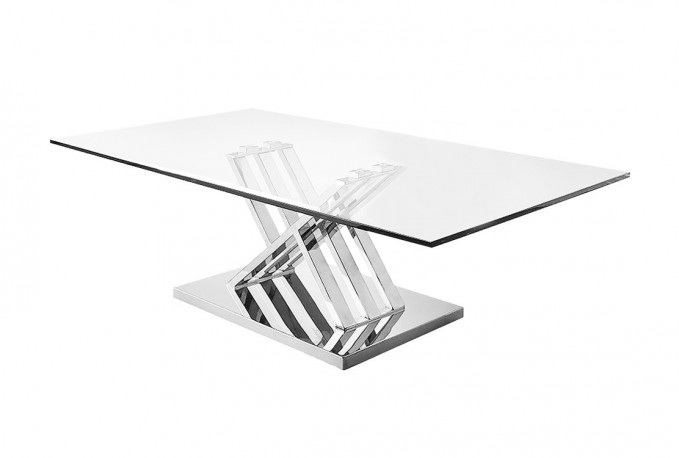 ELLIDA - 130CM SOFFBORD ROSTFRITT STÅL/TEMPERERAT GLAS