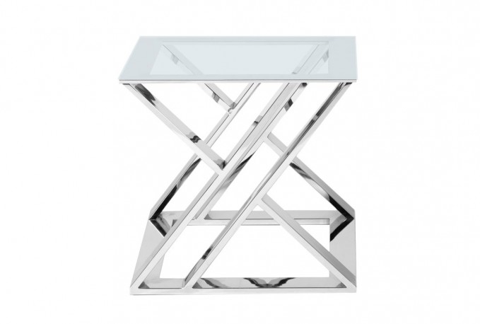 NOUN - 50X50CM SILVER/TRANSPARENT SIDOBORD