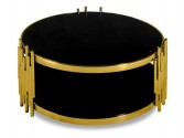 MYRA - Ø85CM GULD/SVART SIDOBORD I HÄRDAT GLAS
