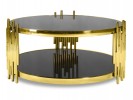 MYRA - Ø85CM GULD/SVART SIDOBORD I HÄRDAT GLAS