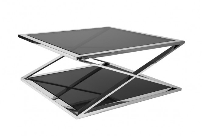 FASTULV - 100X100CM SILVER SOFFBORD M. MÖRK GLASSKIVA