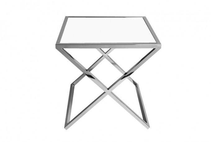 TABO - 50X50CM SOFF/SIDOBORD I SILVER/TRANSPARENT