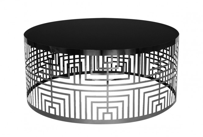 ASTANI - Ø90CM SOFFBORD I ROSTFRITT STÅL/SVART GLAS 2