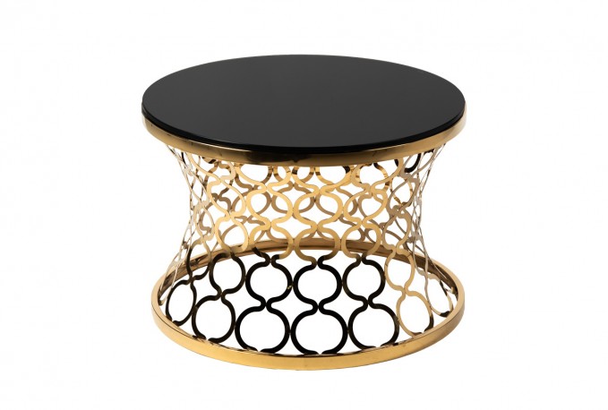 BETTYN - Ø70CM SOFFBORD M. SVART GLASSKIVA