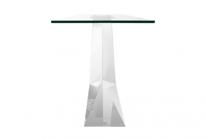 ARIELA - 150CM SMINKBORD/KONSOLBORD I ROSTFRITT STÅL/GLASSKIVA