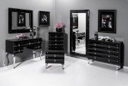 Mirrored dressing table black glass glamor 120 x 42 x 80 cm