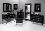 Mirrored dressing table black glass glamor 120 x 42 x 80 cm