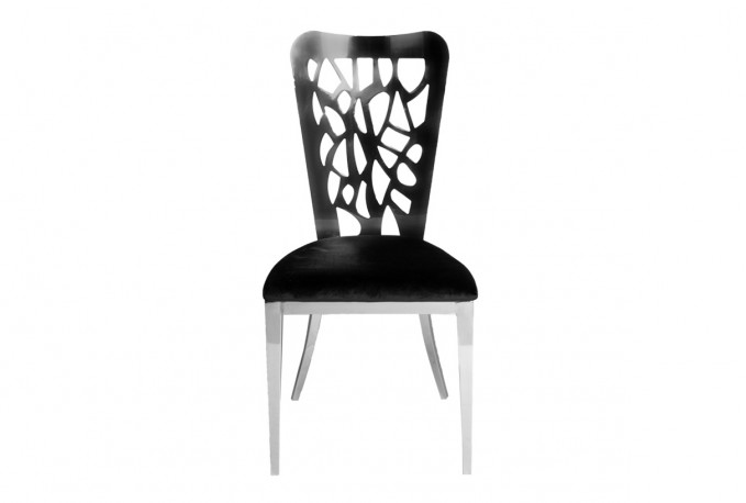 LIVELY - SILVER/SVART MATSTOL I POLERAT STÅL/VELOUR