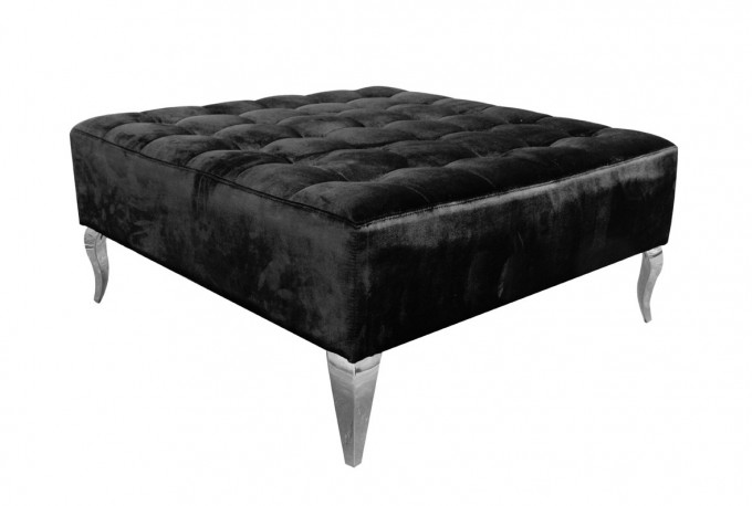 ERNA - 90X90CM SILVER/SVART SITTPALL I VELOUR