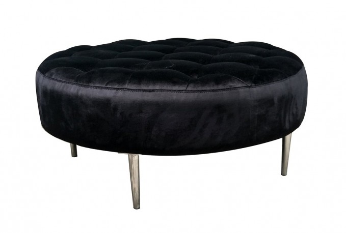 KAYA - 90X90CM RUND SITTPALL I SVART SAMMET