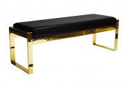 CORINNE - 130CM GULD/SVART SITTBÄNK I ECO-LÄDER