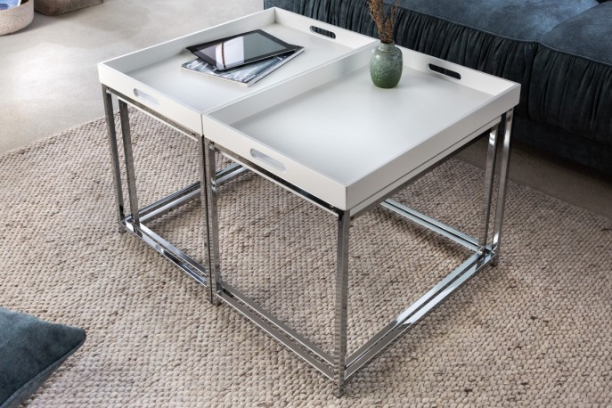 Elements coffee table set of 3 white tray