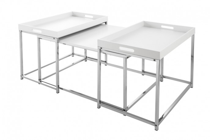 Elements coffee table set of 3 white tray
