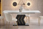 VINCENZO extendable table, top: white marble, black / gold leg