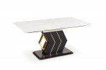 VINCENZO extendable table, top: white marble, black / gold leg
