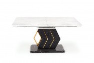 VINCENZO extendable table, top: white marble, black / gold leg