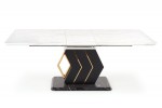 VINCENZO extendable table, top: white marble, black / gold leg