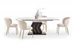 VINCENZO extendable table, top: white marble, black / gold leg