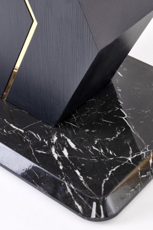VINCENZO extendable table, top: white marble, black / gold leg