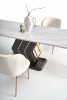 VINCENZO extendable table, top: white marble, black / gold leg