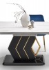 VINCENZO extendable table, top: white marble, black / gold leg