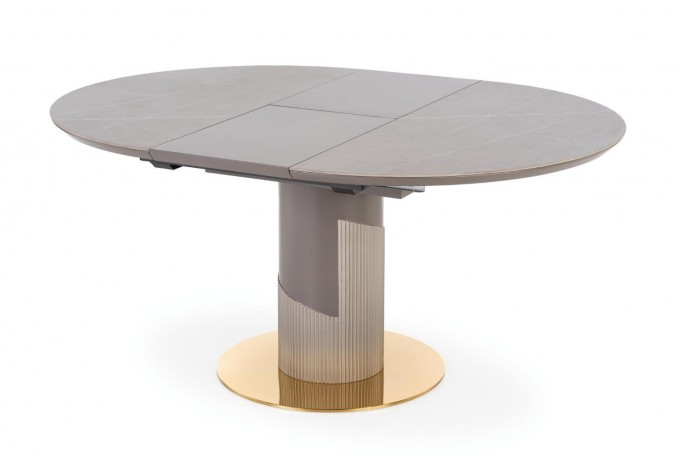 MUSCAT extending table, top - gray marble, leg - light gray / gold
