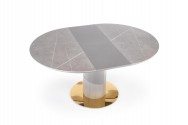 MUSCAT extending table, top - gray marble, leg - light gray / gold