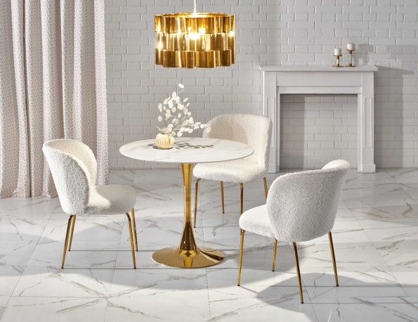 CASEMIRO table, top - white marble, leg - gold