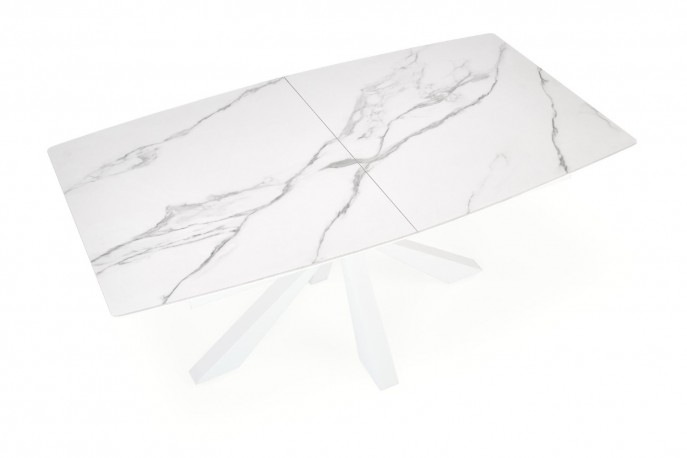 VIVALDI extending table - white marble, legs - white