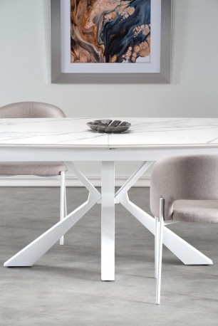 VIVALDI extending table - white marble, legs - white