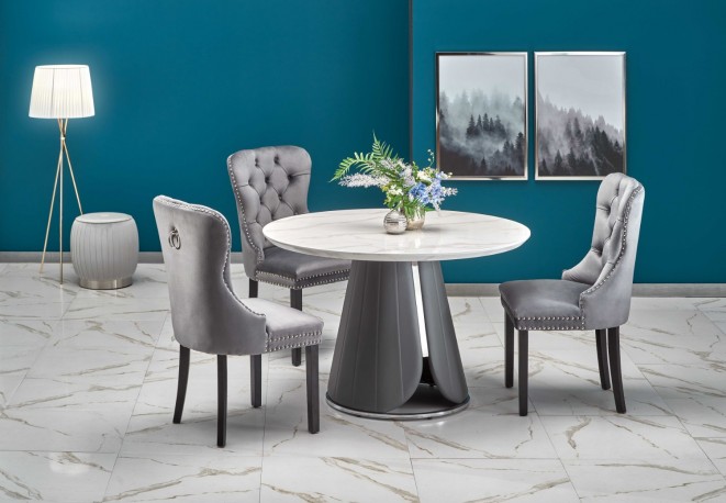 REMIGIO table top: white marble, leg: gray