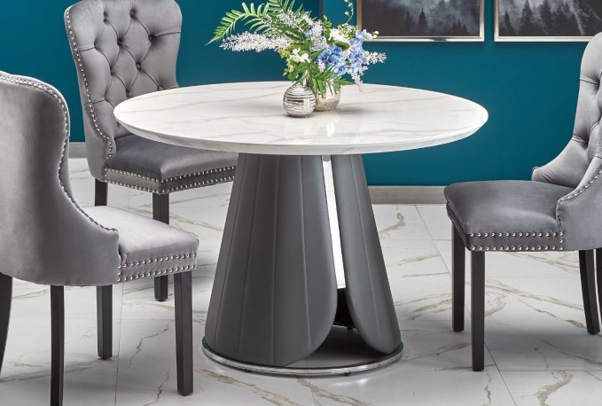 REMIGIO table top: white marble, leg: gray