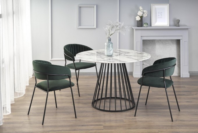 ADDOKA - 110 CM - RUNT MATBORD VIT MARMOR