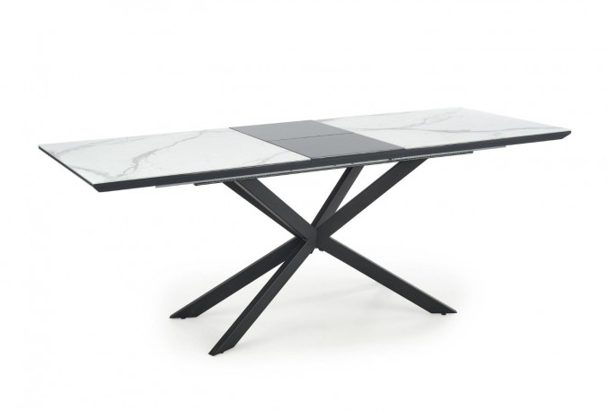 HERMOSA X - 160-200 CM - FÖRLÄNGNINGSBART MATBORD SVART, VIT OCH MÖRKGRÅ