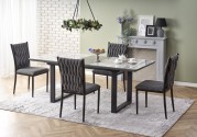 MARLEY extendable table top - white marble / gray, legs - black