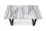 MARLEY extendable table top - white marble / gray, legs - black