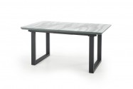 MARLEY extendable table top - white marble / gray, legs - black