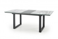 MARLEY extendable table top - white marble / gray, legs - black