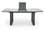 MARLEY extendable table top - white marble / gray, legs - black