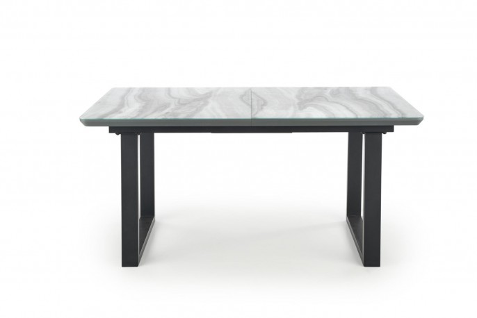 MARLEY extendable table top - white marble / gray, legs - black