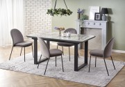 MARLEY extendable table top - white marble / gray, legs - black