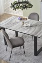 MARLEY extendable table top - white marble / gray, legs - black
