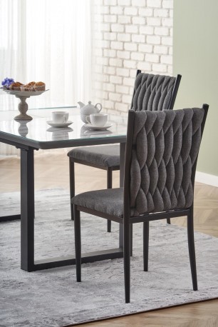 MARLEY extendable table top - white marble / gray, legs - black