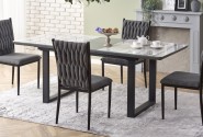 MARLEY extendable table top - white marble / gray, legs - black