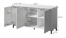 VIKTOR - 150cm Modern Skänk i Vit Marmor