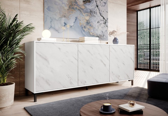 VIKTOR - 200cm Modern Skänk i Vit Marmor