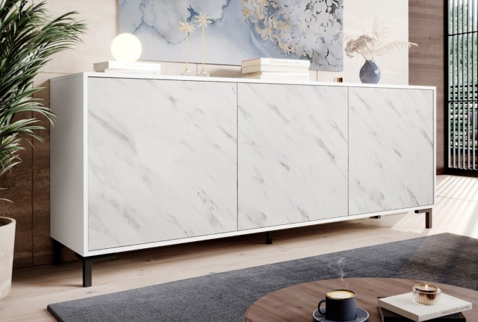 VIKTOR - 200cm Modern Skänk i Vit Marmor